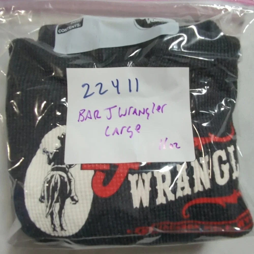 Bar J Wranglers Jackson Hole Wyoming‎ Thermal Hoodie Gray Waffle Knit Large USA
